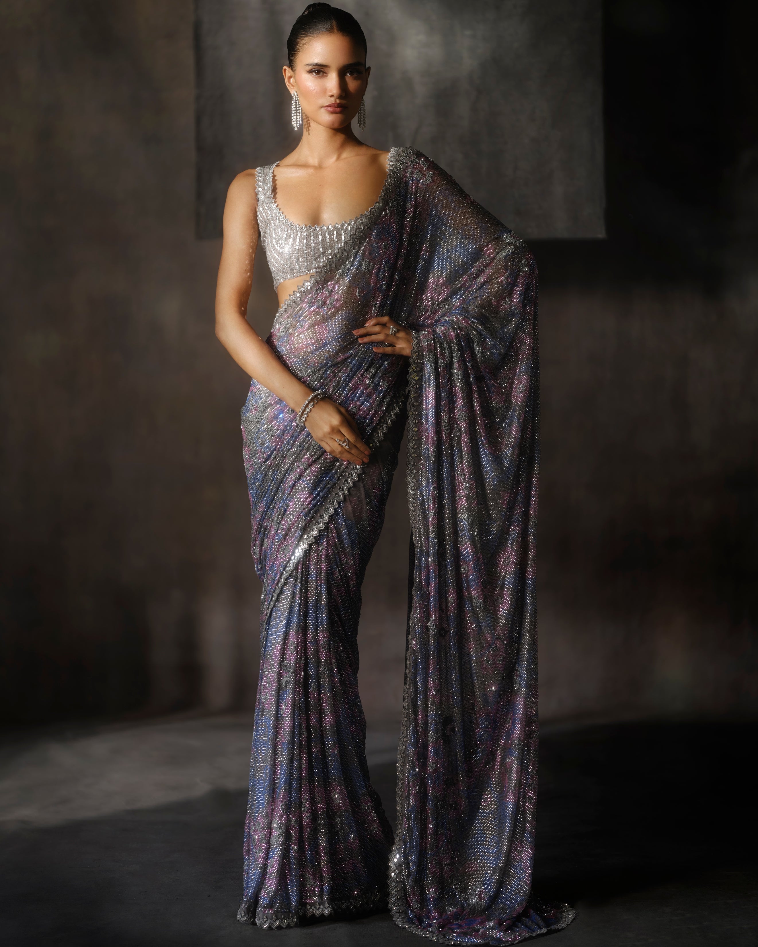 Multicolour Swarovski Sari