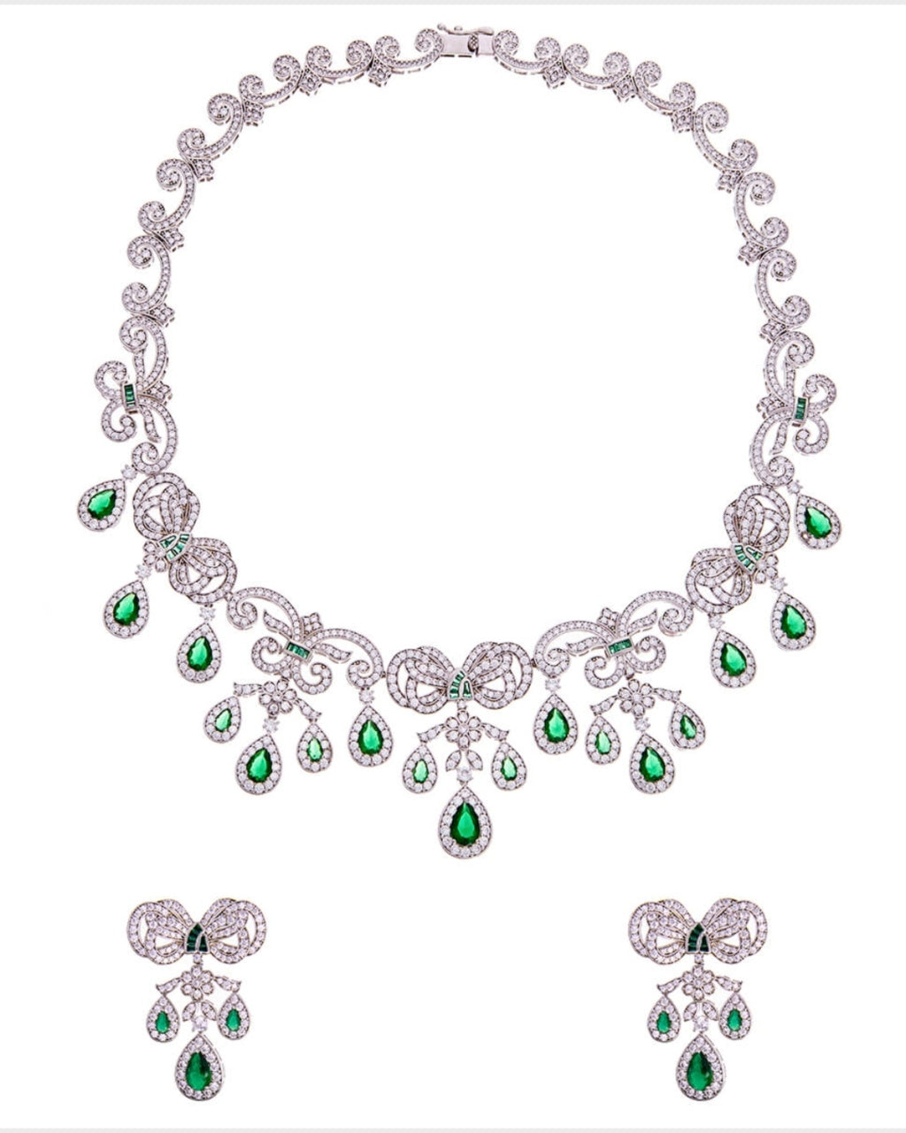 Prasine Diamante Necklace Set