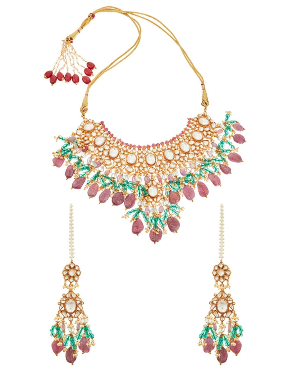 Carved Rubies And Kundan Necklace Set