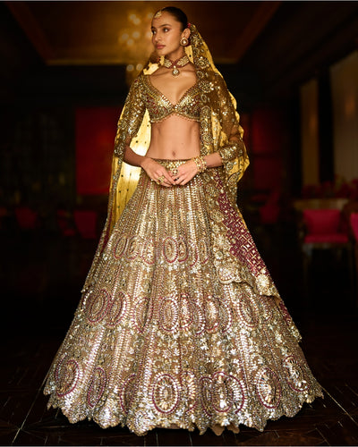 Applique Mirror Work Lehenga Set