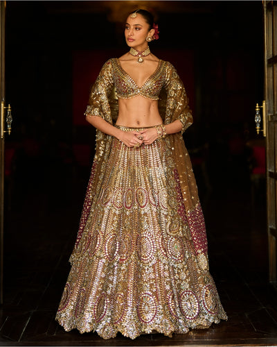 Applique Mirror Work Lehenga Set