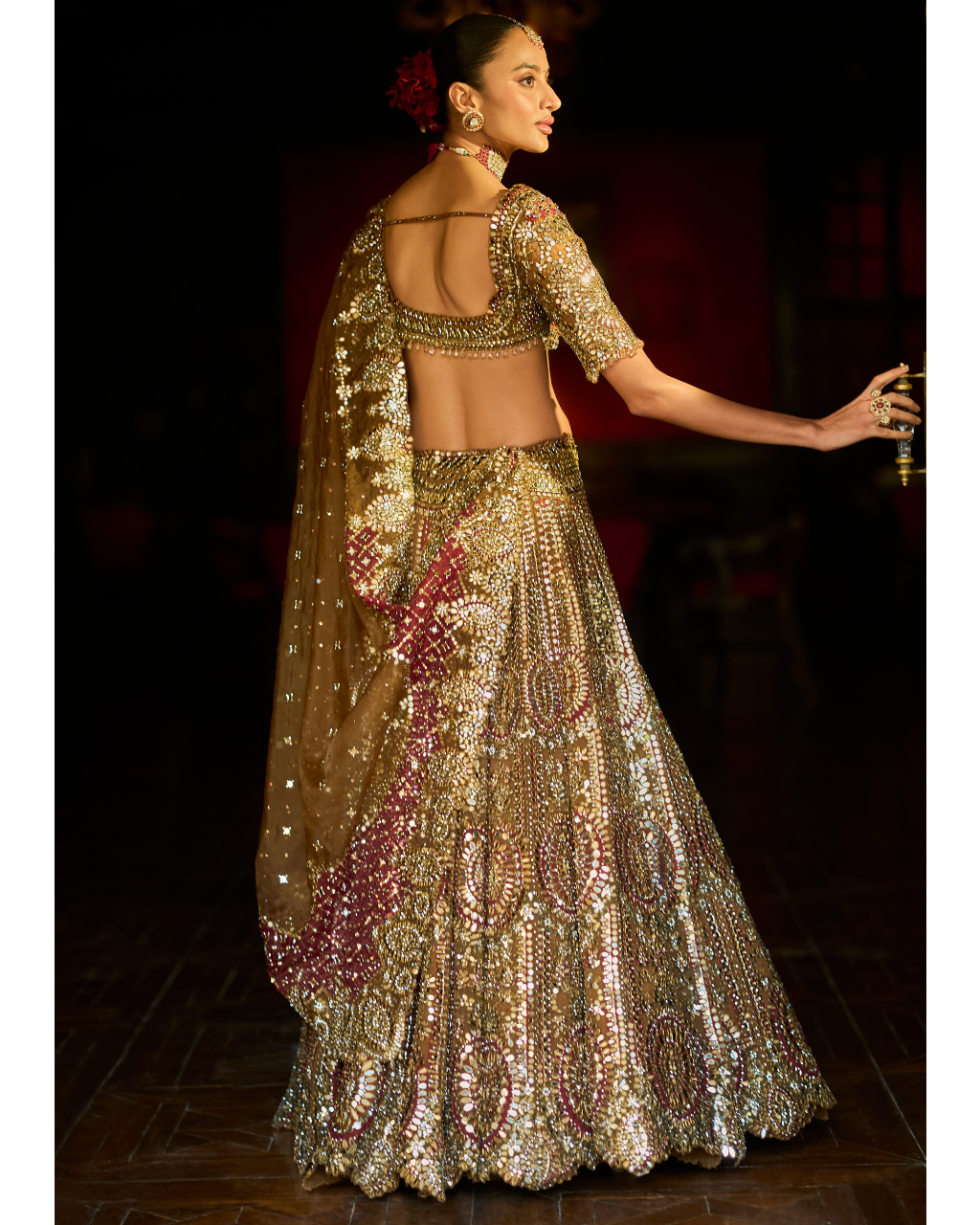 Applique Mirror Work Lehenga Set