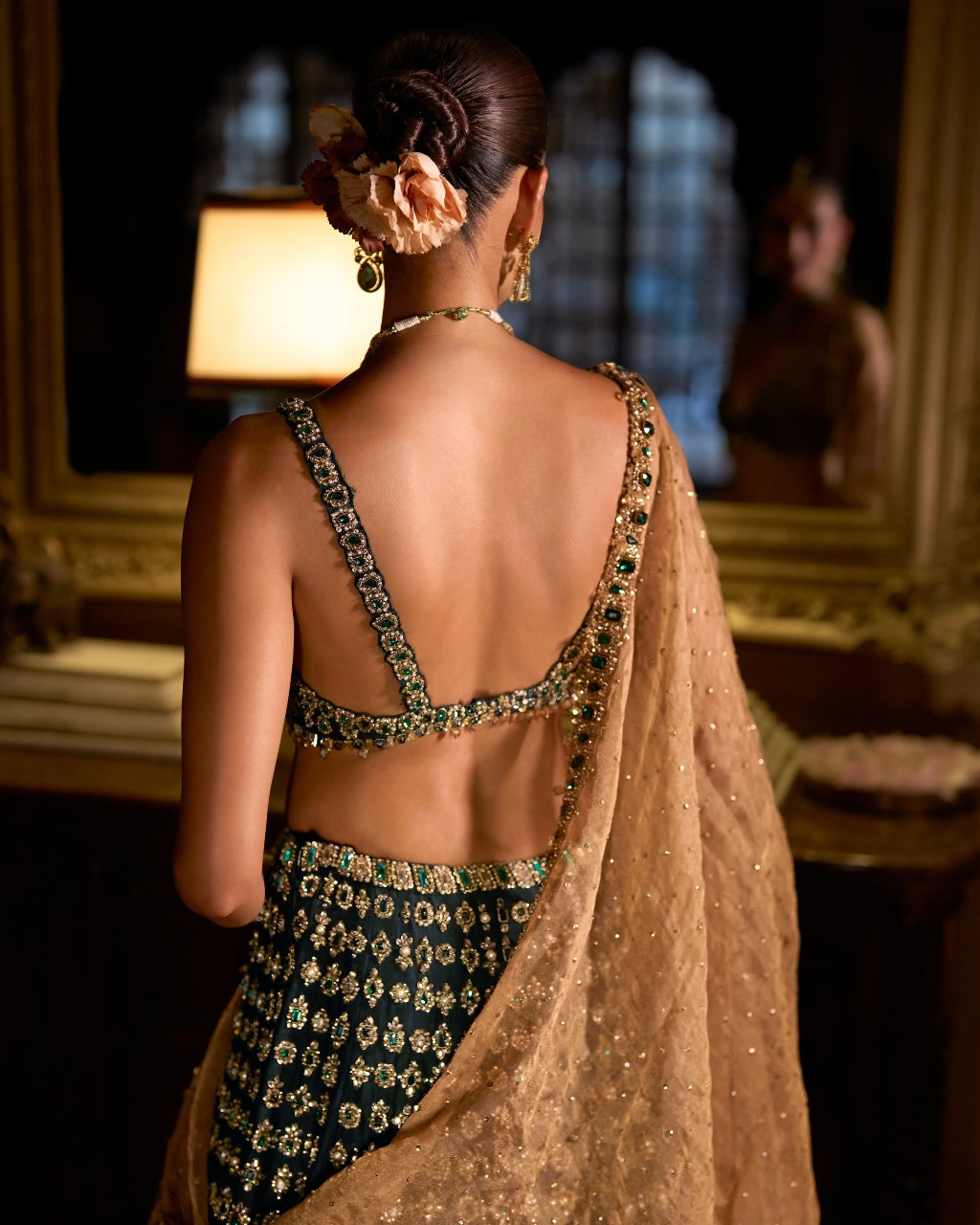 Emerald Stone Zardosi Lehenga