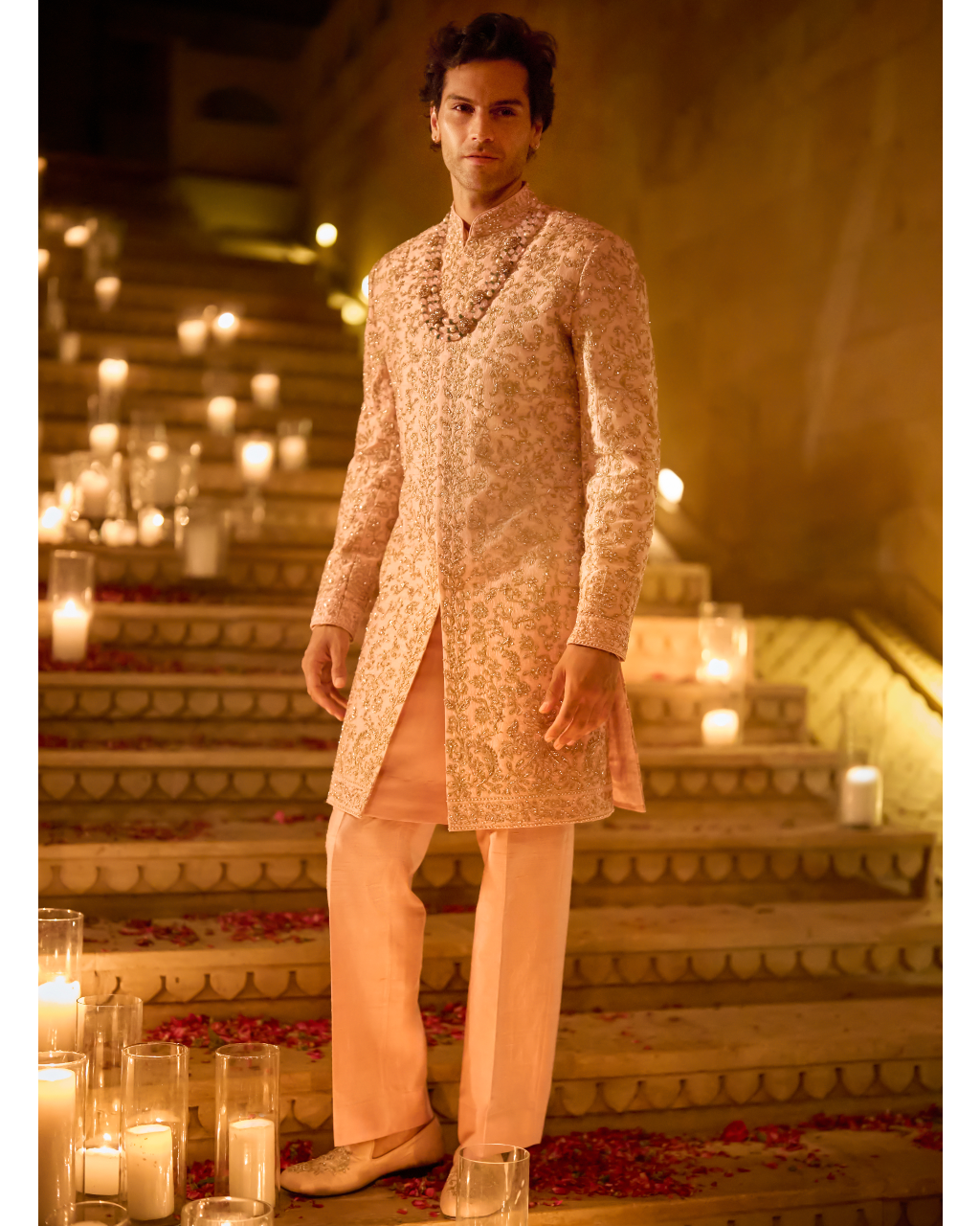 Pink Zardosi Sherwani Set