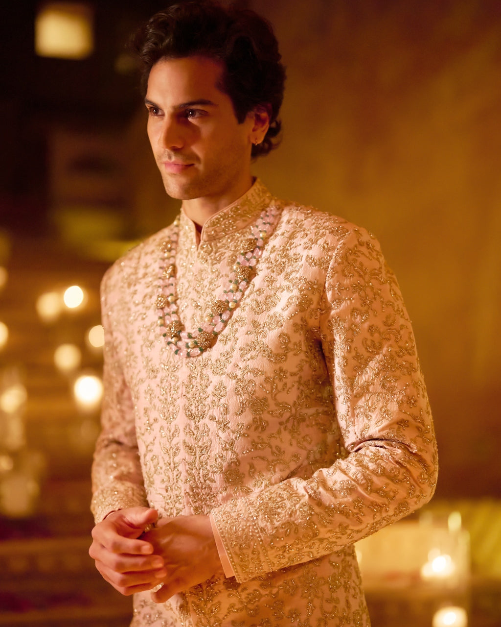 Pink Zardosi Sherwani Set