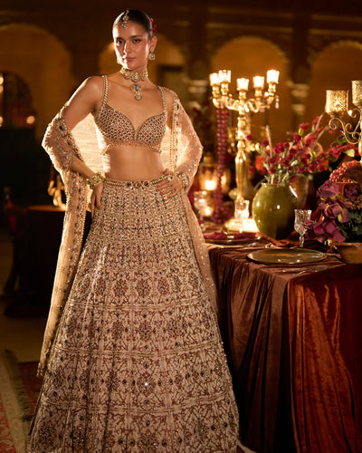 Ruby & Emerald Pearl Lehenga Set