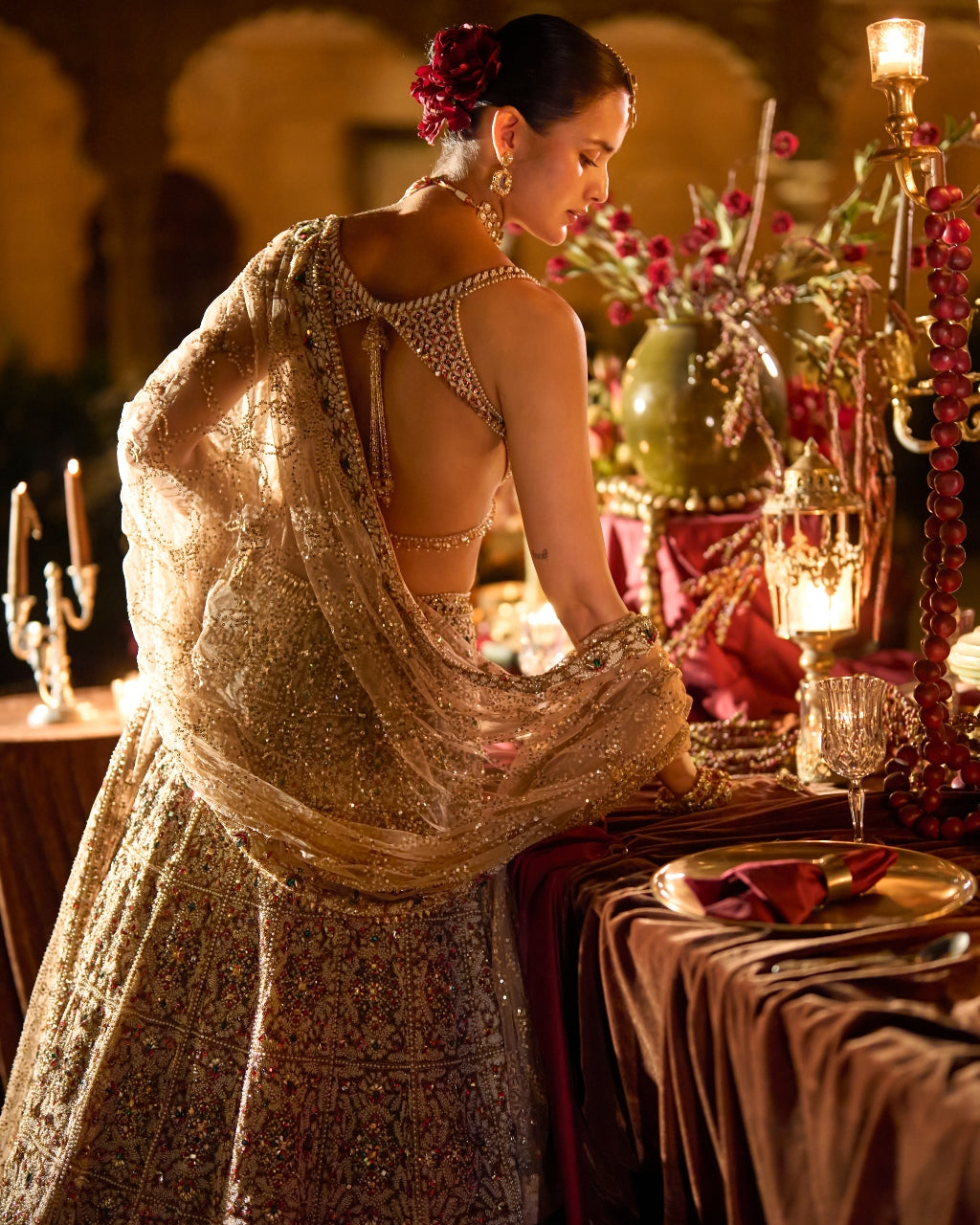 Ruby & Emerald Pearl Lehenga Set