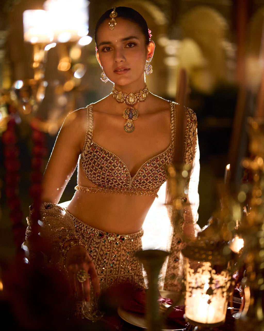 Ruby & Emerald Pearl Lehenga Set