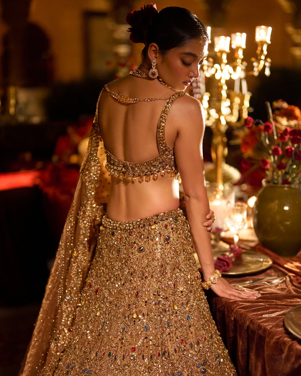 Antique Gold Scalloped Lehenga Set