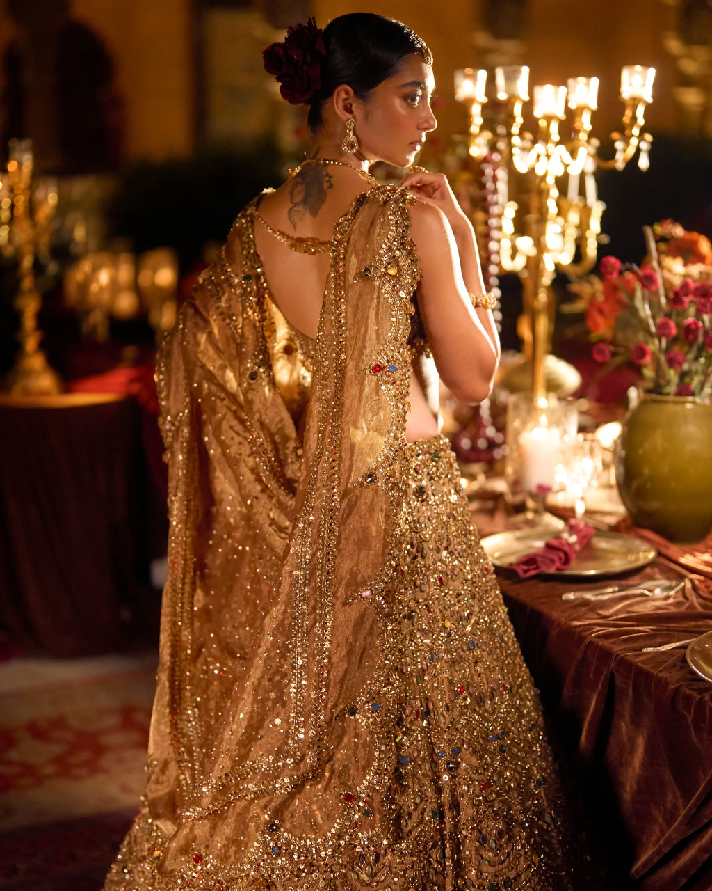 Antique Gold Scalloped Lehenga Set