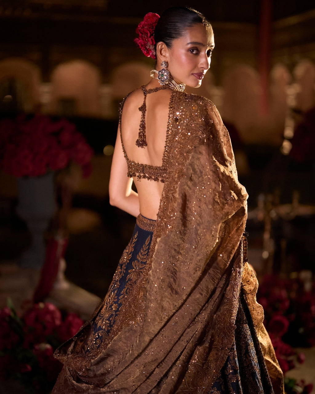 Navy Blue Paisely Lehenga Set