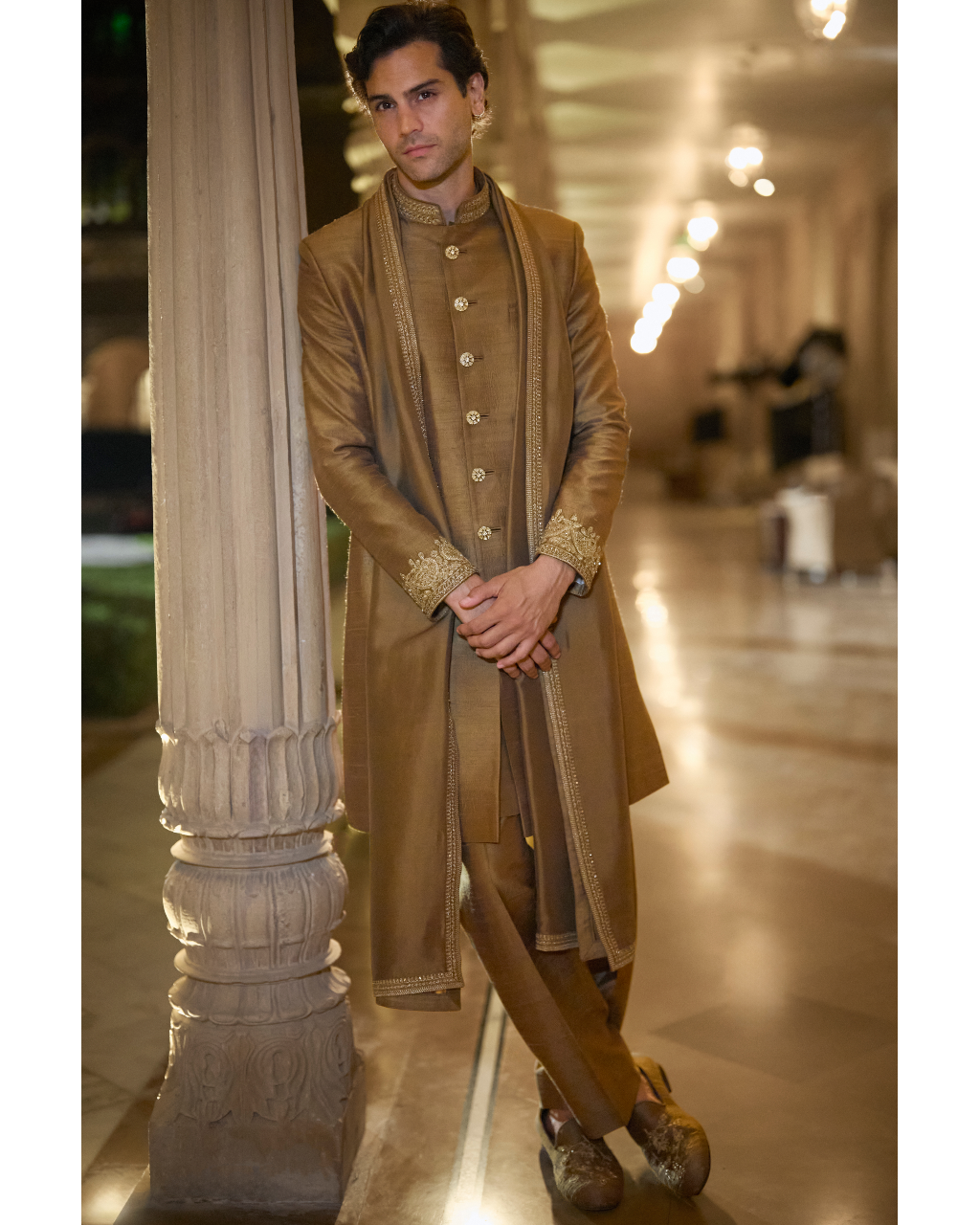 Antique Gold Sherwani Set