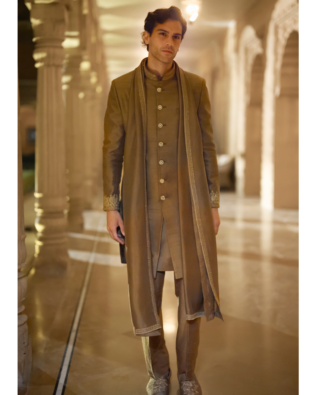 Antique Gold Sherwani Set