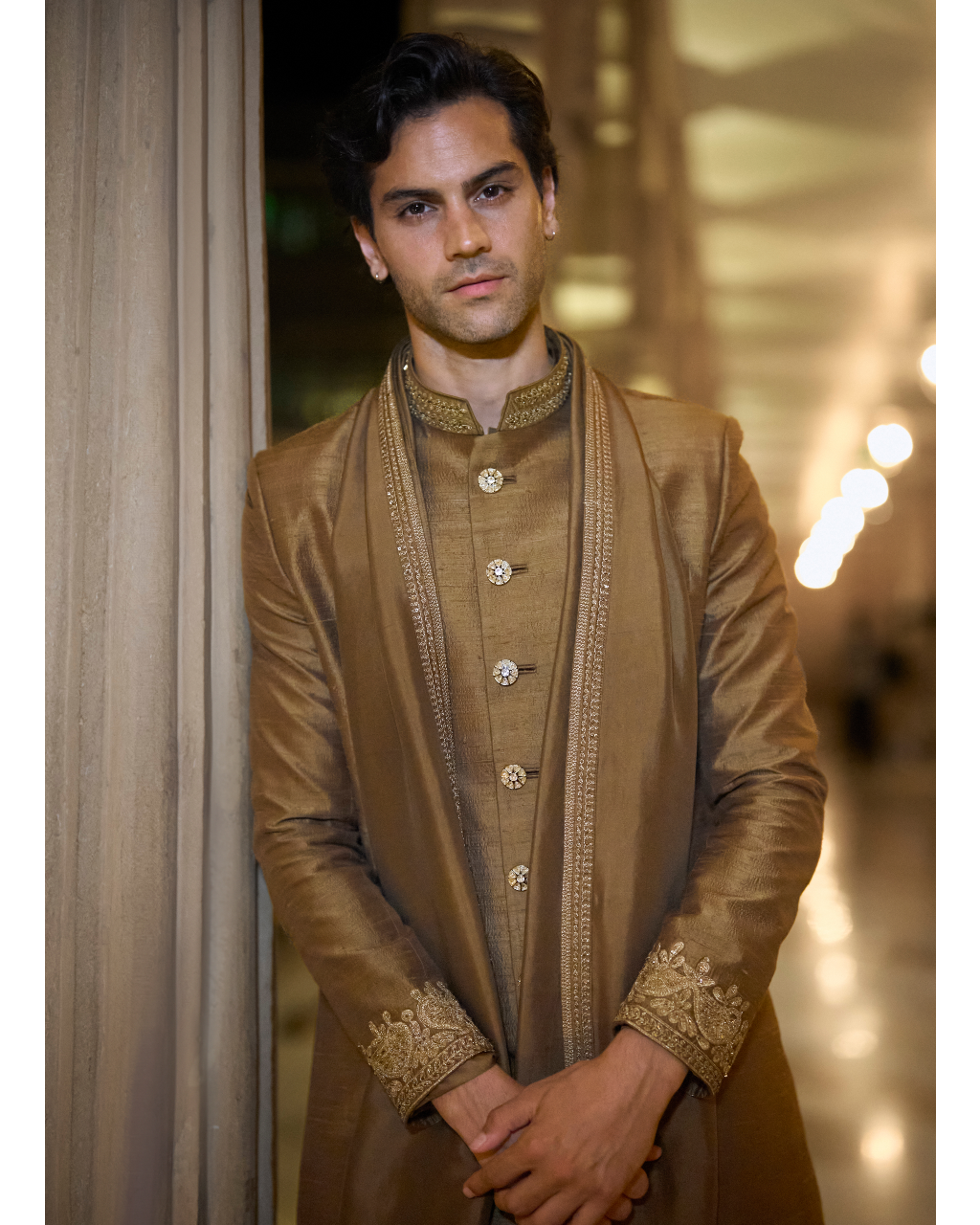 Antique Gold Sherwani Set
