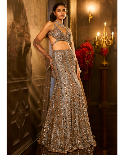 Green Emerald Fit & Flare Skirt Set