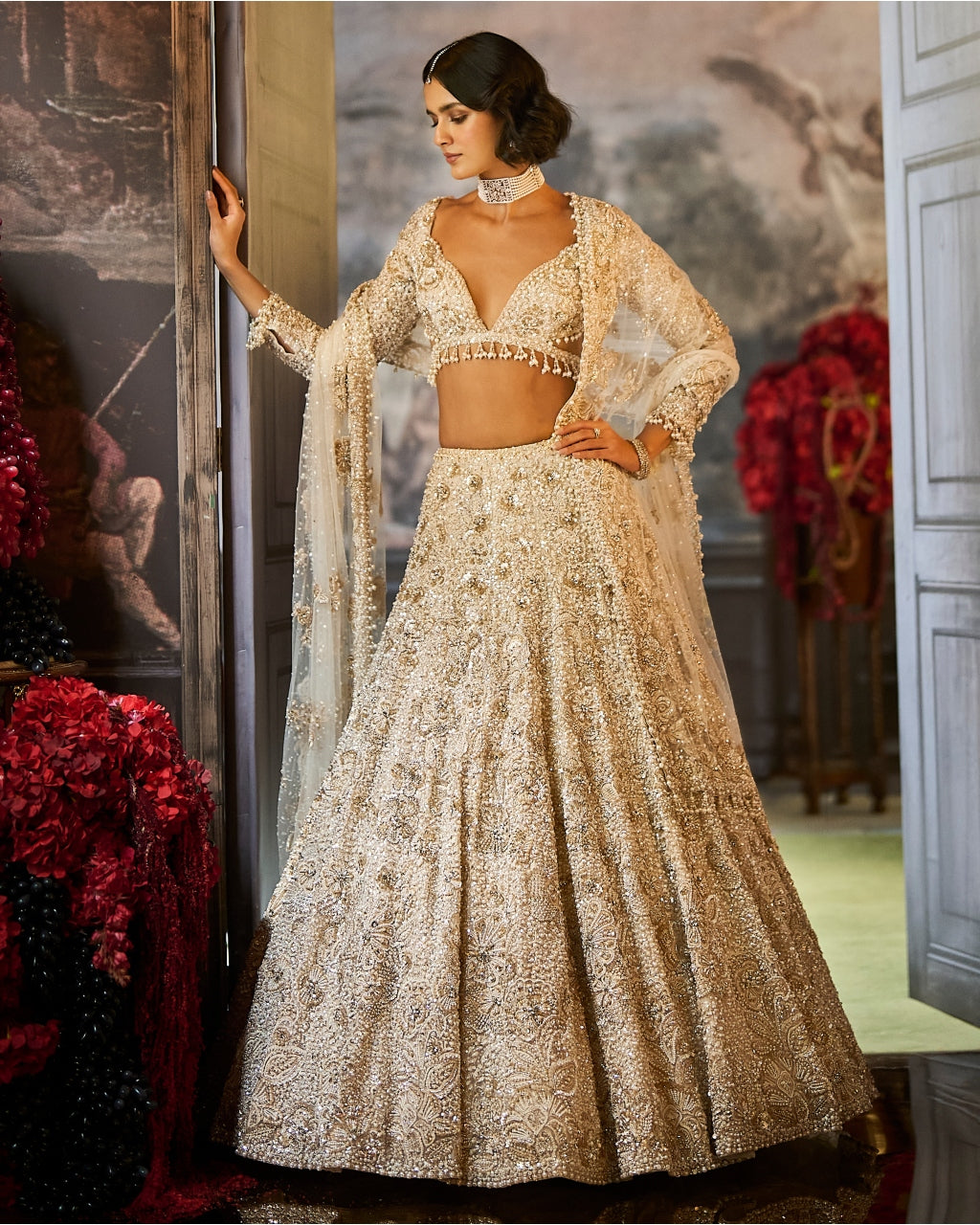 Ivory Sequin Lehenga Set