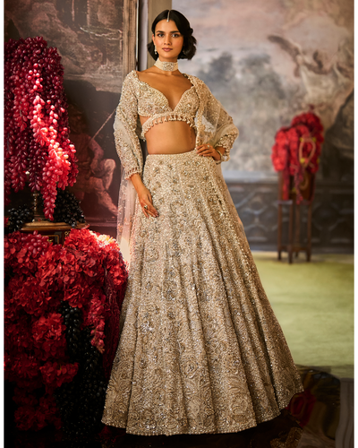 Ivory Sequin Lehenga Set