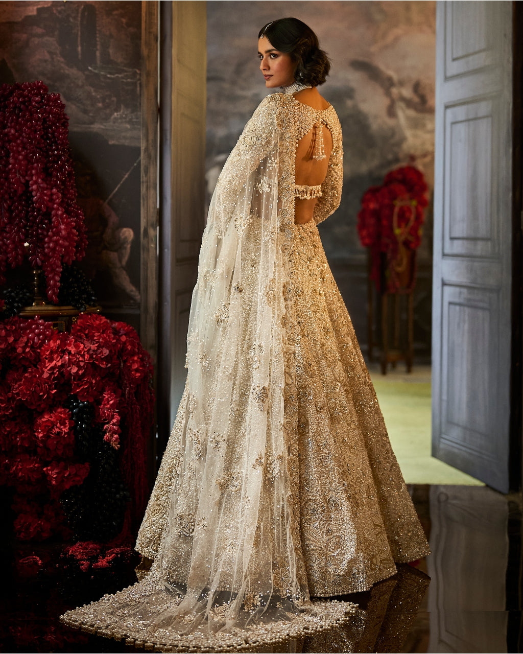 Ivory Sequin Lehenga Set