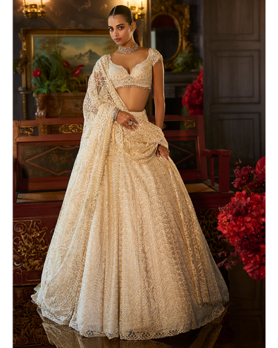 Ivory Crystal Lehenga Set