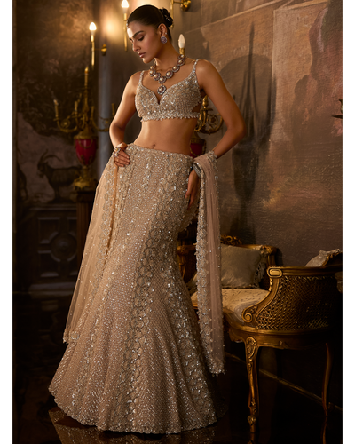 Champagne Fit & Flare Skirt Set