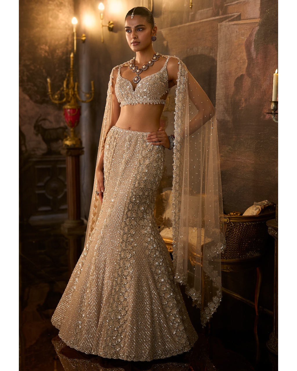Champagne Fit & Flare Skirt Set