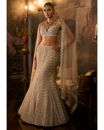 Champagne Fit & Flare Skirt Set