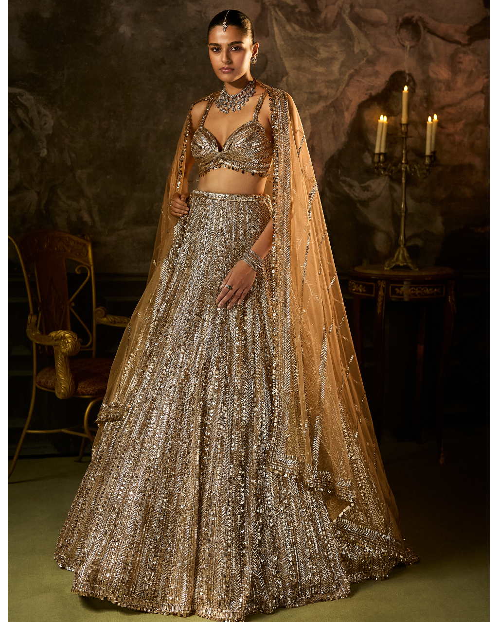 Gold Silver Lehenga Set
