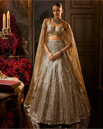 Gold Silver Lehenga Set