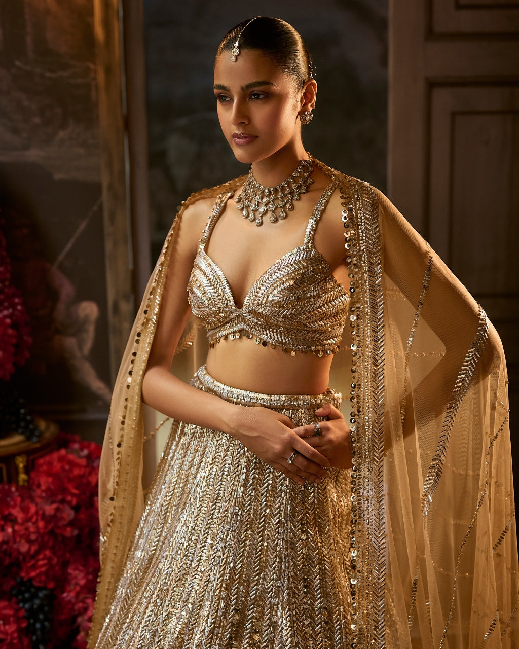 Gold Silver Lehenga Set