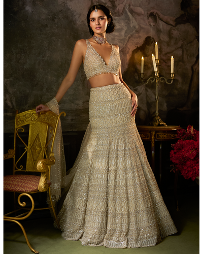 Champagne Nude Fit & Flare Skirt Set