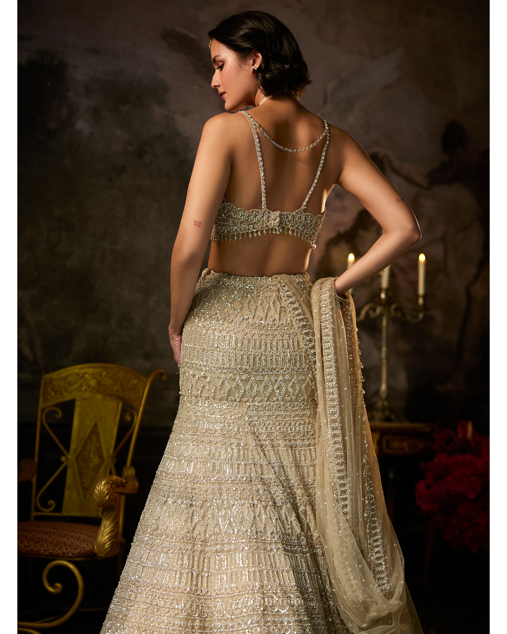 Champagne Nude Fit & Flare Skirt Set