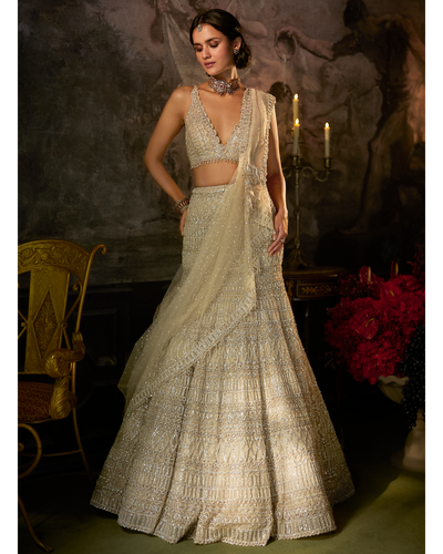 Champagne Nude Fit & Flare Skirt Set