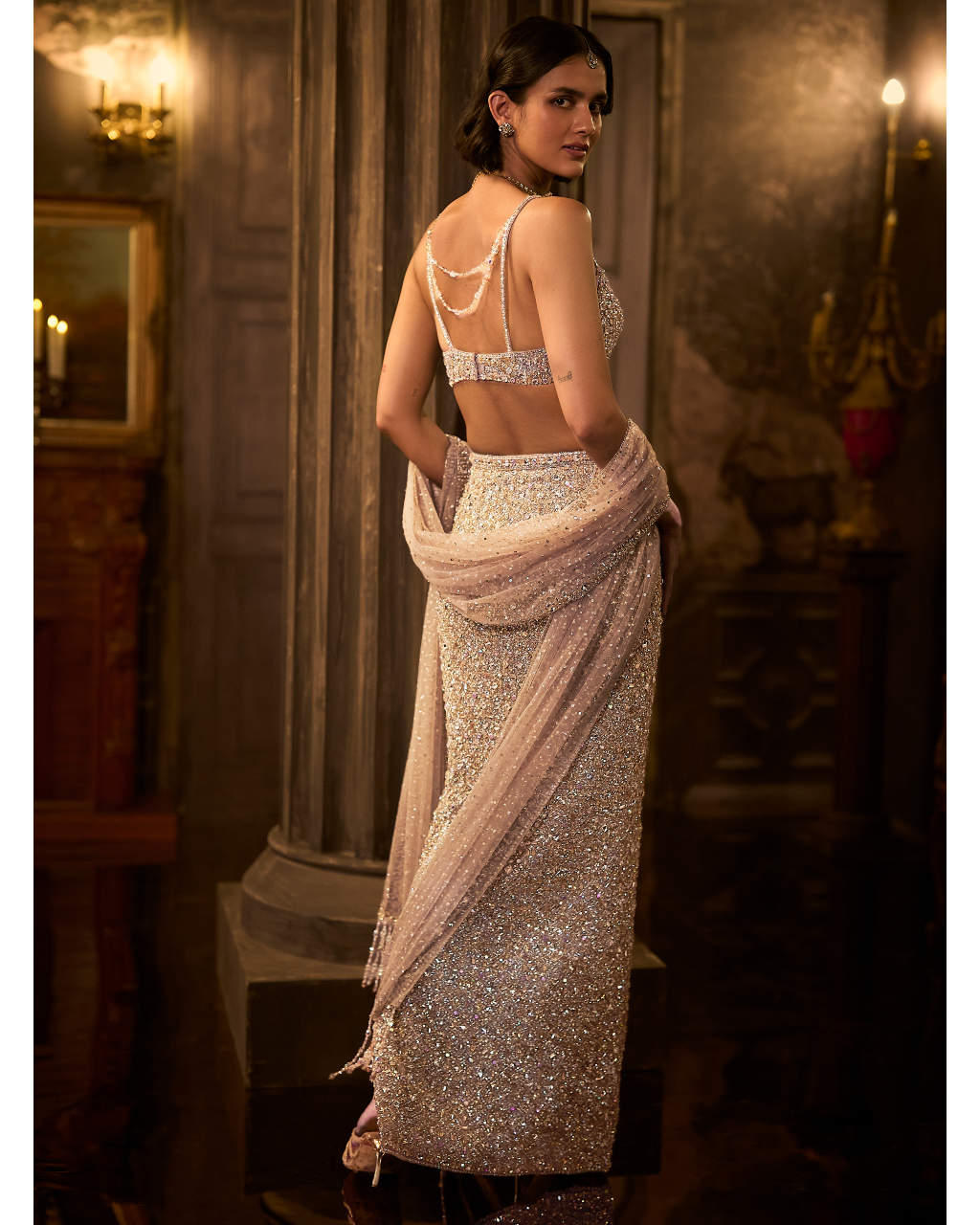 Silver Gold Crystal Skirt Set