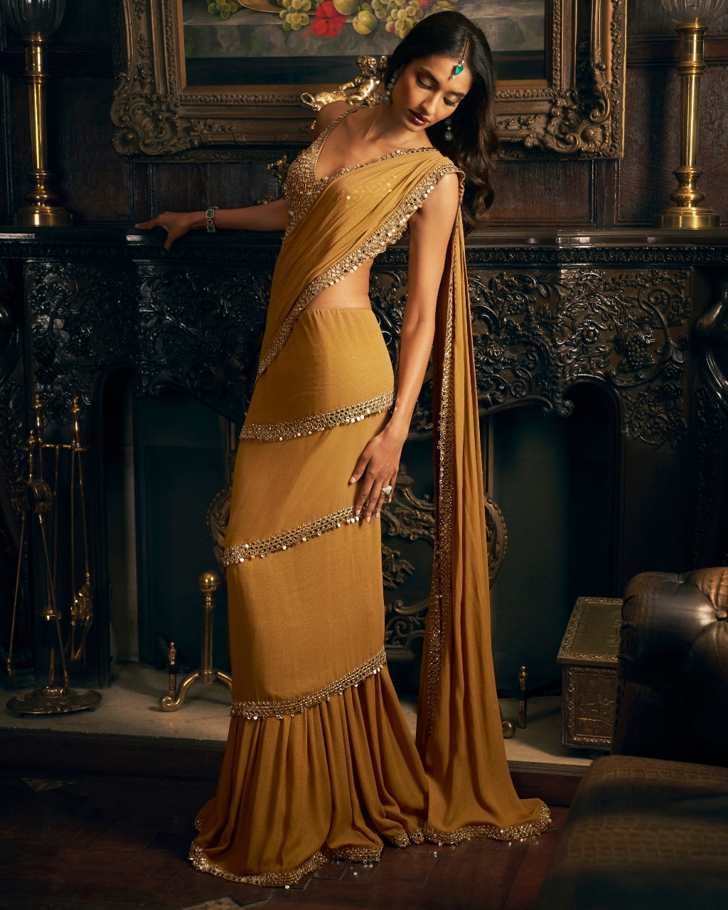 Gold Wrap Around Sari Set