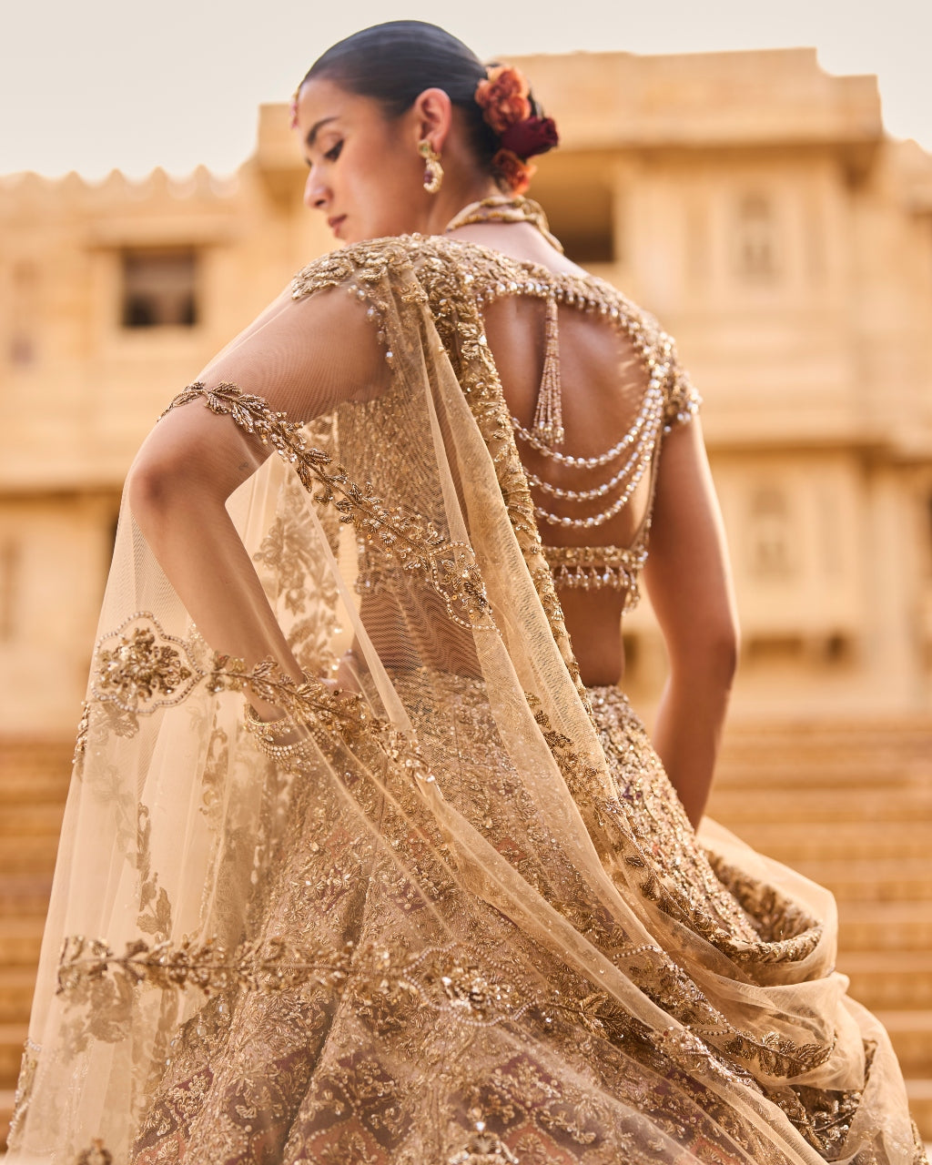 Light Gold Zardosi Lehenga