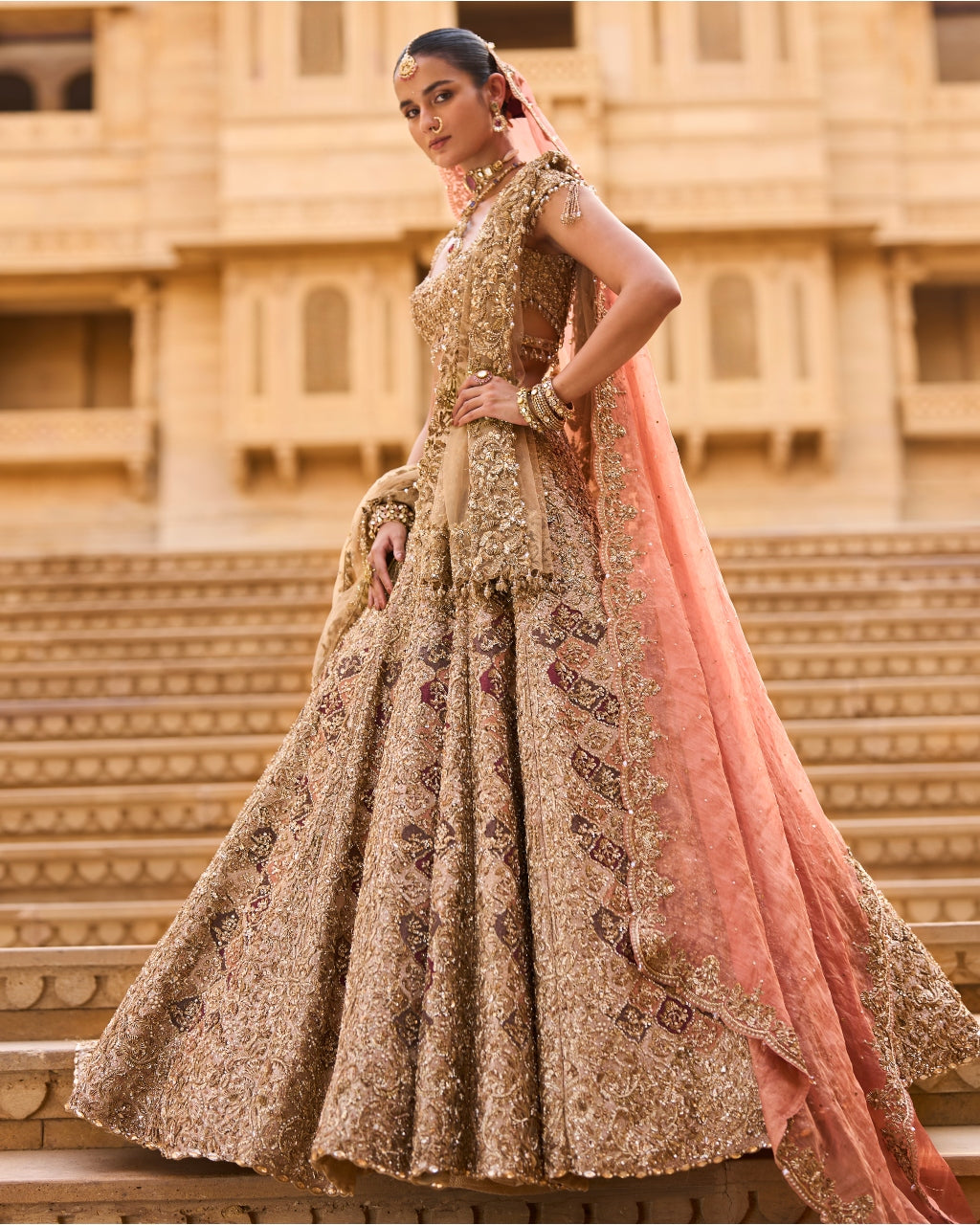 Light Gold Zardosi Lehenga