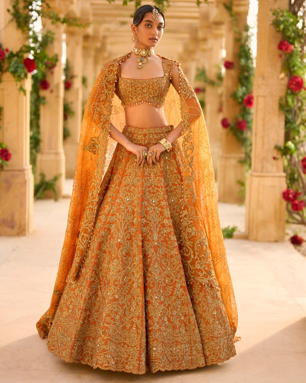 Rust Zardosi Lehenga Set