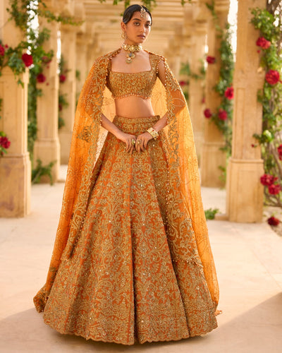 Rust Zardosi Lehenga Set