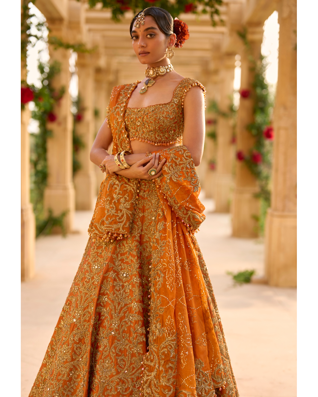 Rust Zardosi Lehenga Set