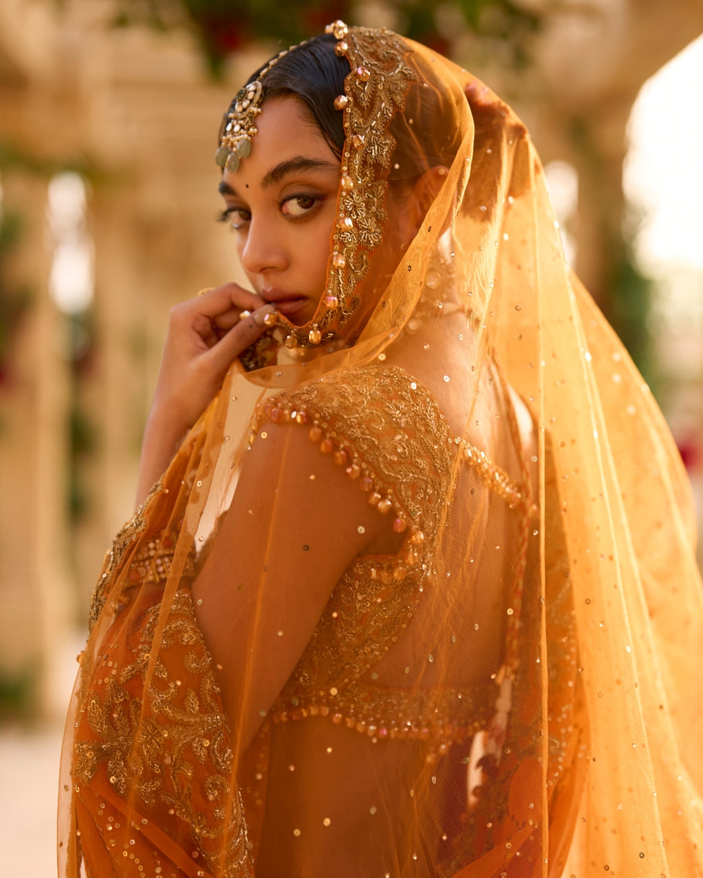 Rust Zardosi Lehenga Set