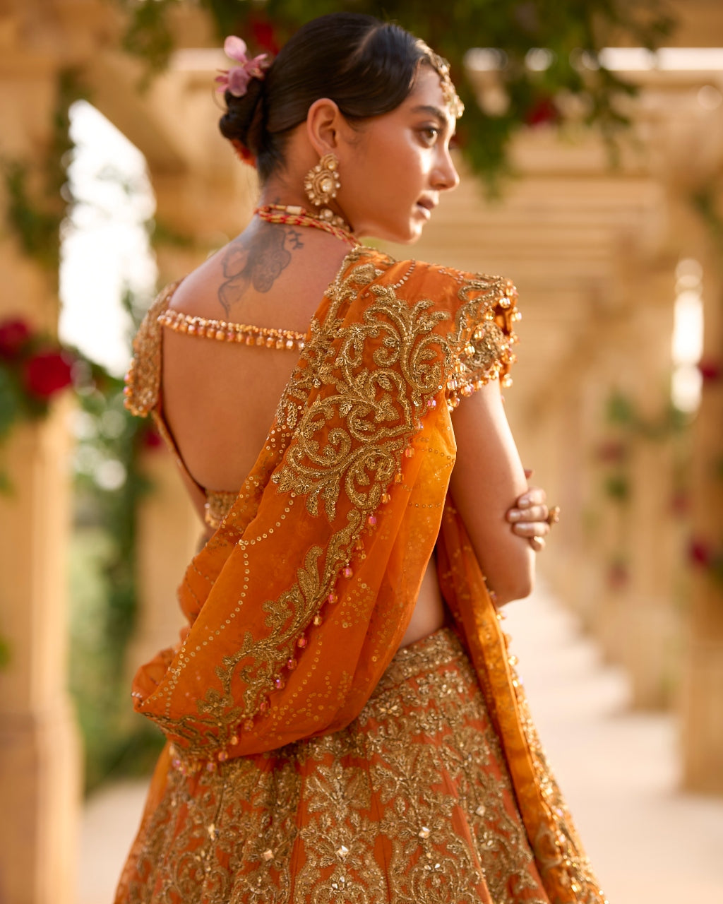 Rust Zardosi Lehenga Set