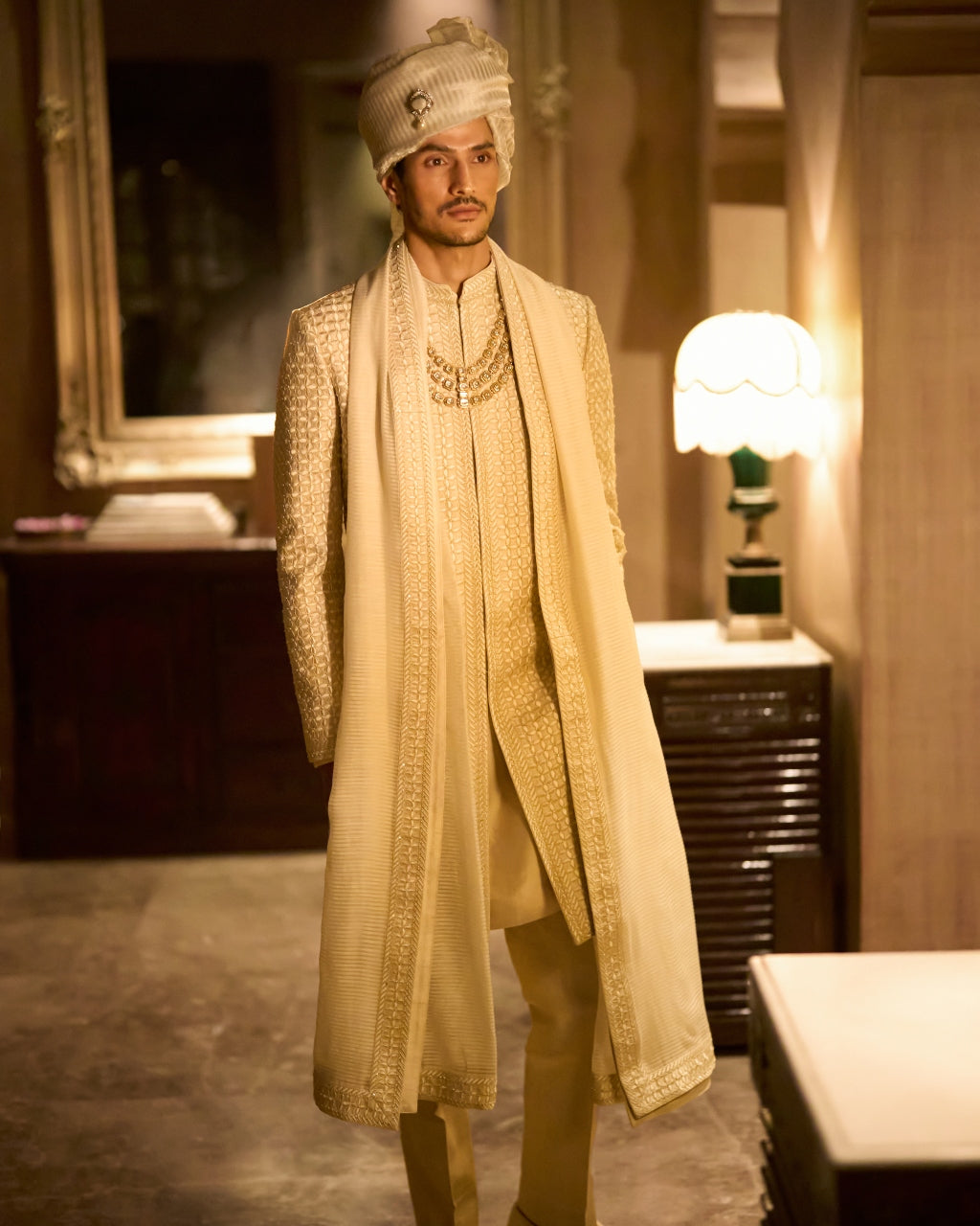 Ivory Nude Sherwani Set