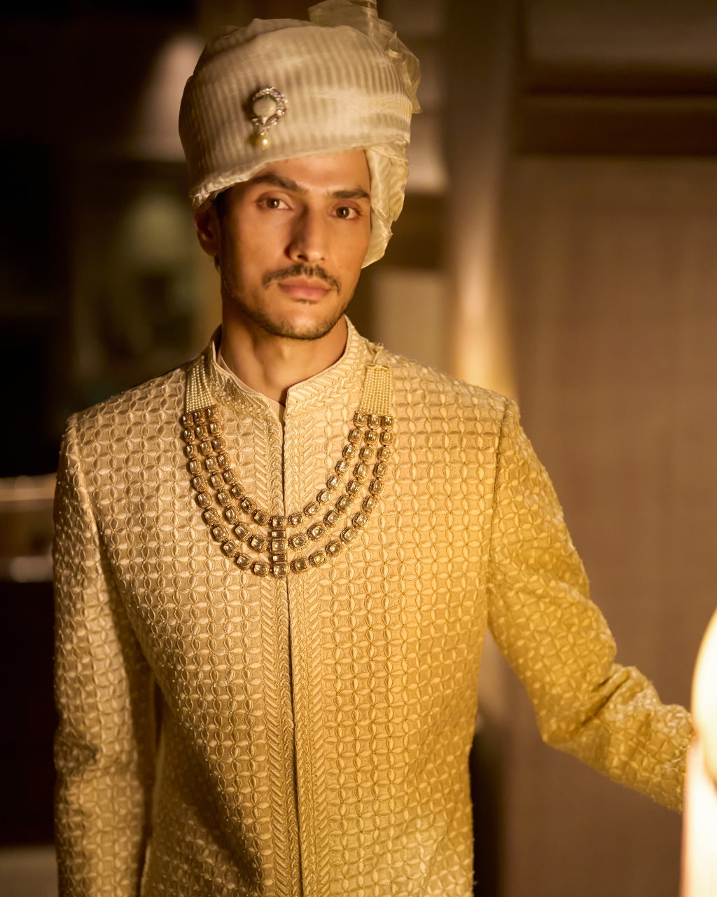 Ivory Nude Sherwani Set