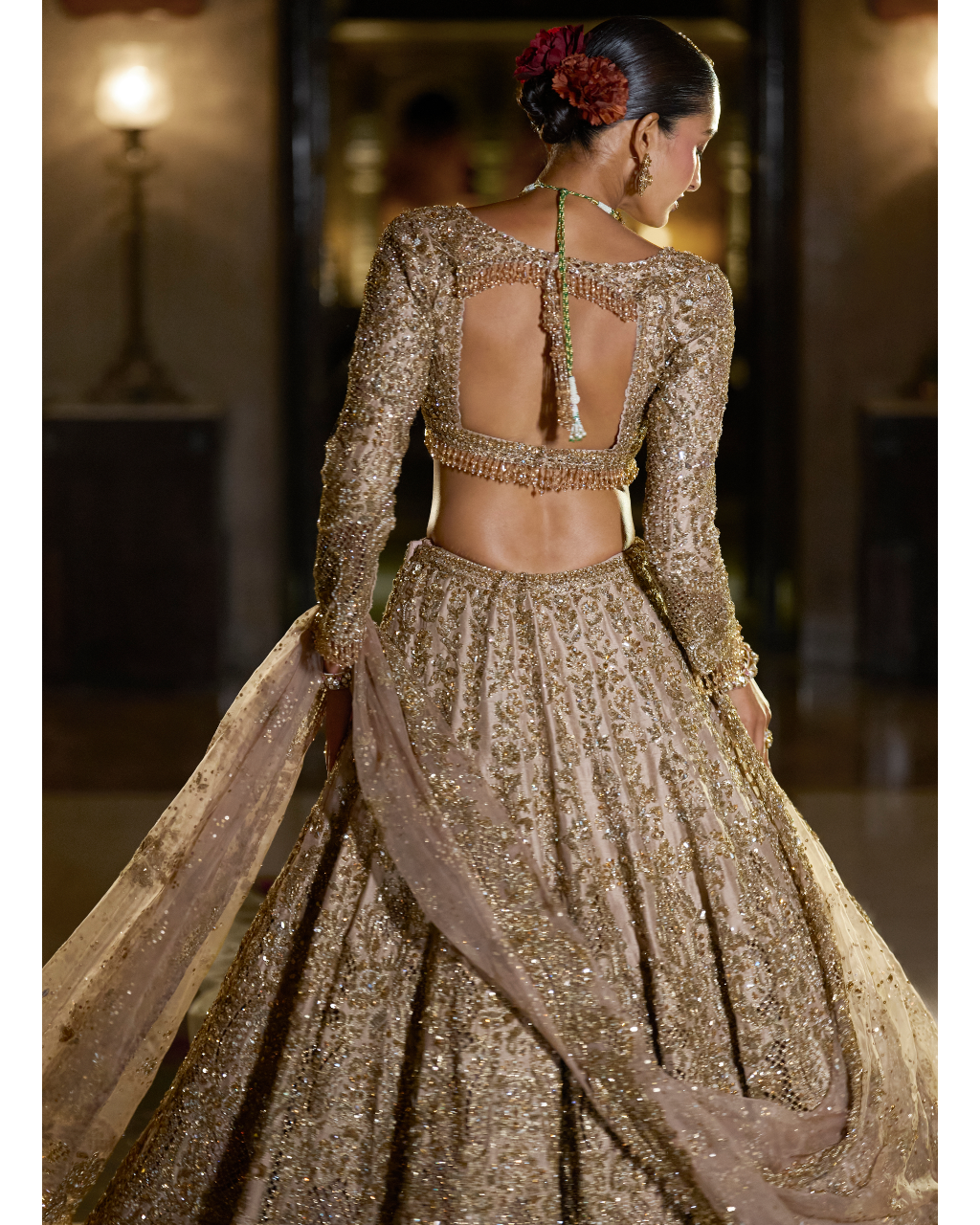 Nude Antique Gold Lehenga Set
