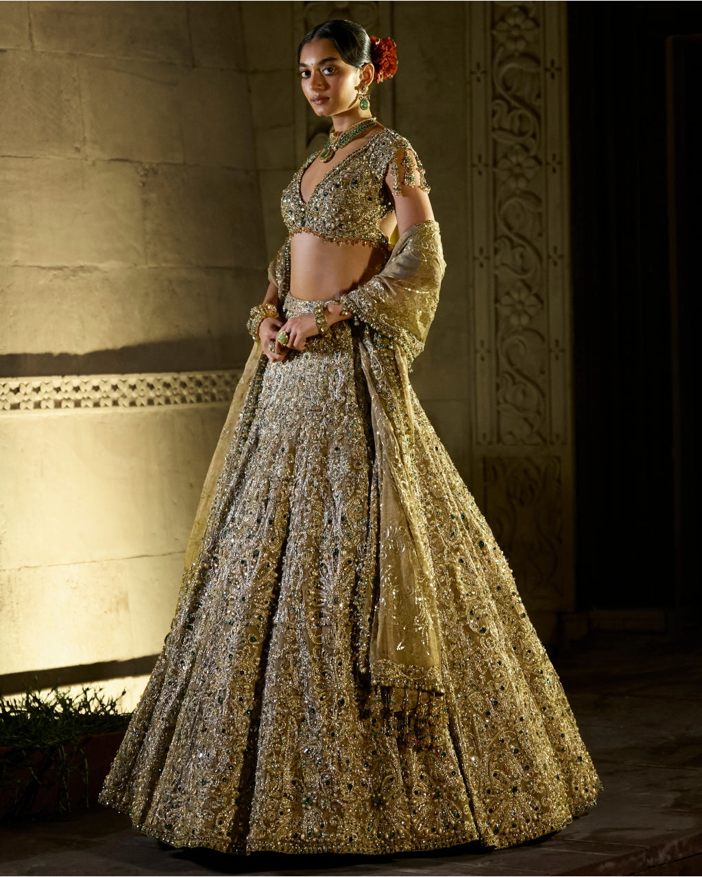 Antique Emerald Lehenga Set