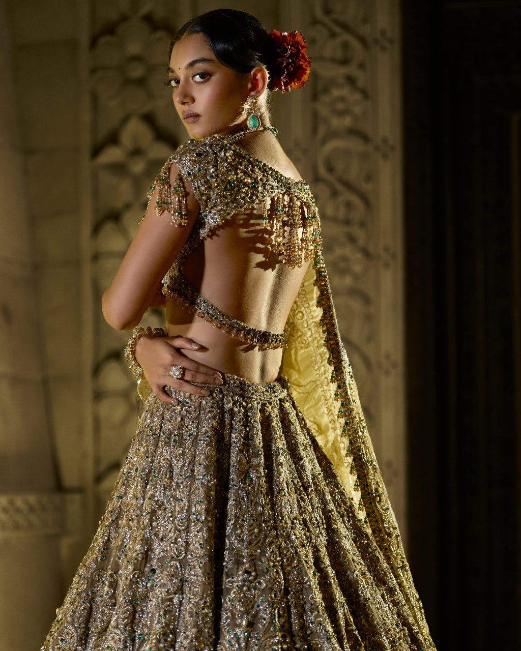 Antique Emerald Lehenga Set