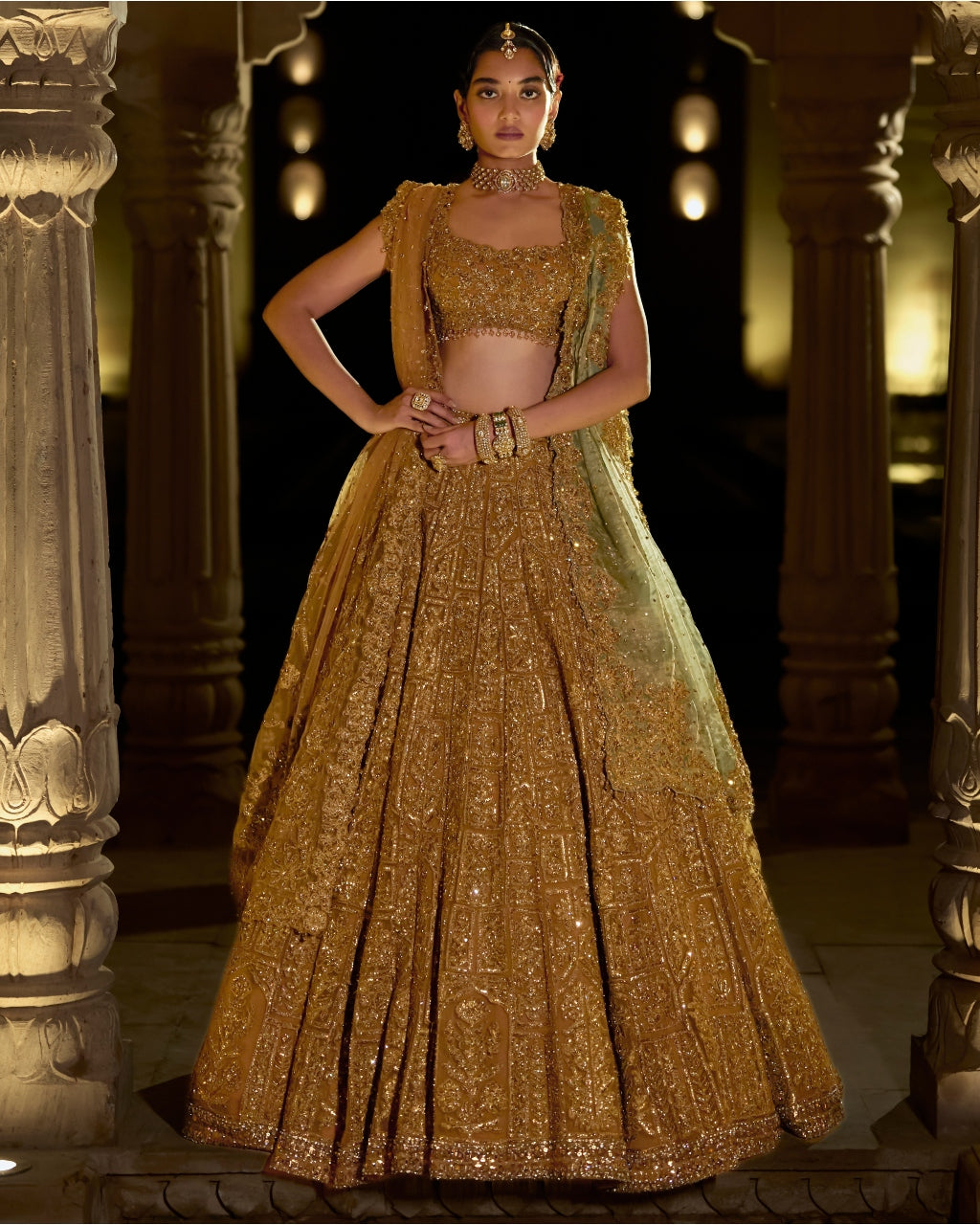 Antique Gold Lehenga Set