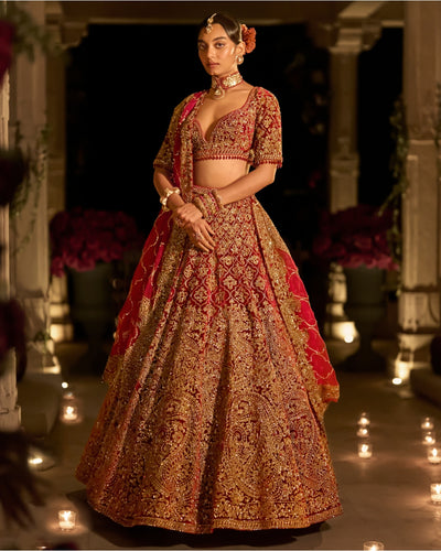 Maroon Zardosi Lehenga Set