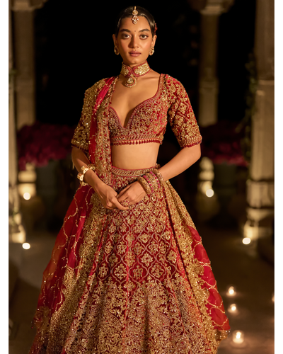 Maroon Zardosi Lehenga Set