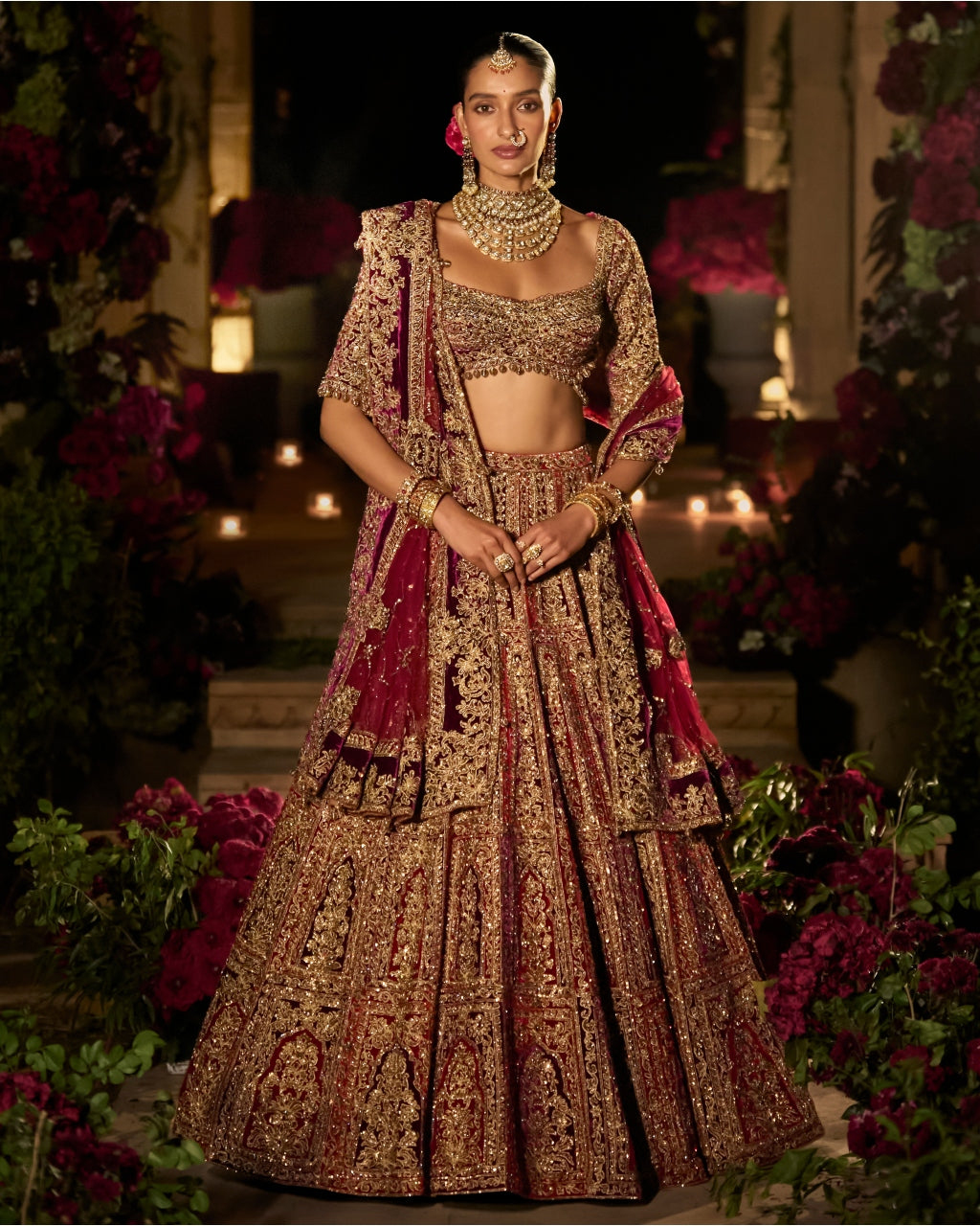 Plum & Maroon Zardosi Lehenga Set
